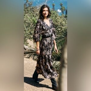 Z Supply Black and Cream Floral Maxi Dress